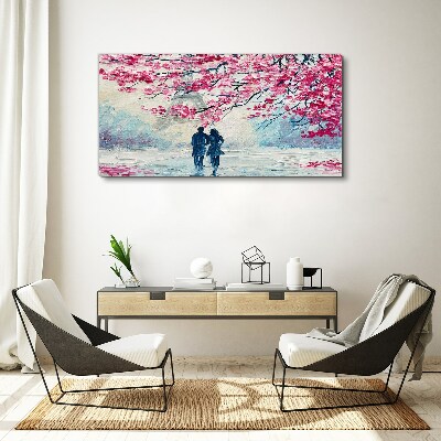 Tablou canvas O plimbare de primăvară sub copacii înfloriți