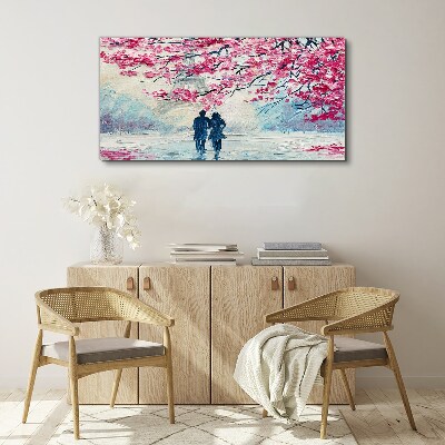 Tablou canvas O plimbare de primăvară sub copacii înfloriți