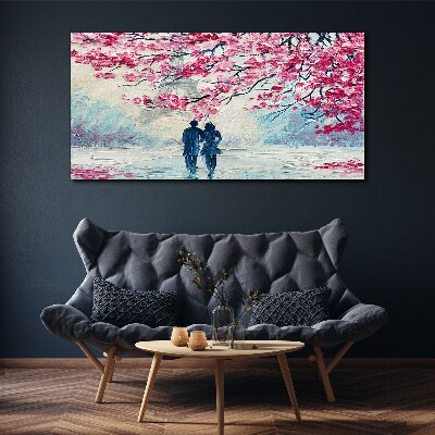 Tablou canvas O plimbare de primăvară sub copacii înfloriți
