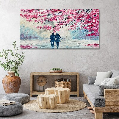 Tablou canvas O plimbare de primăvară sub copacii înfloriți