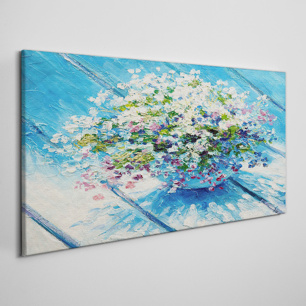 Tablou canvas Compoziție florală pe fond albastru