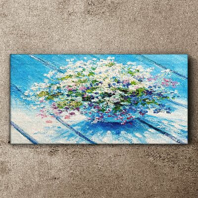 Tablou canvas Compoziție florală pe fond albastru