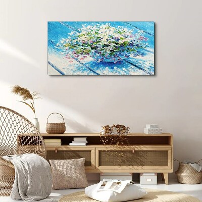 Tablou canvas Compoziție florală pe fond albastru