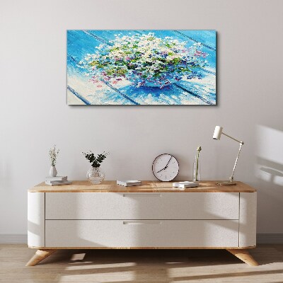 Tablou canvas Compoziție florală pe fond albastru