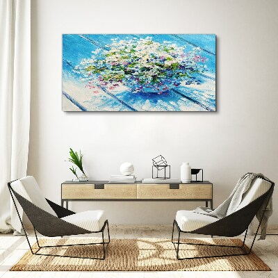 Tablou canvas Compoziție florală pe fond albastru