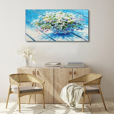 Tablou canvas Compoziție florală pe fond albastru