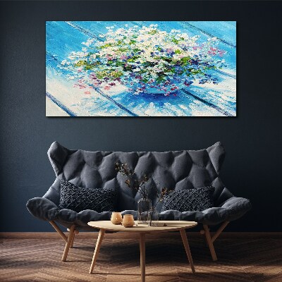 Tablou canvas Compoziție florală pe fond albastru