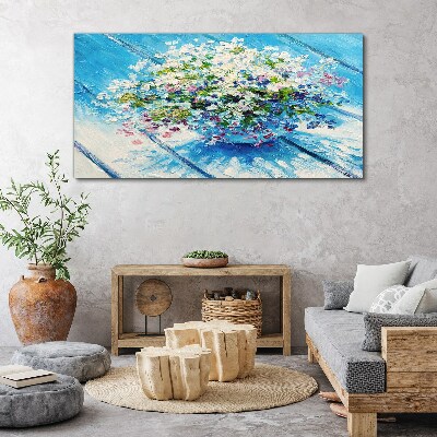 Tablou canvas Compoziție florală pe fond albastru