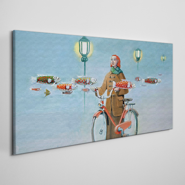 Tablou canvas Excursia cu peștele unui biciclist