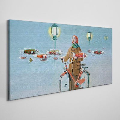 Tablou canvas Excursia cu peștele unui biciclist