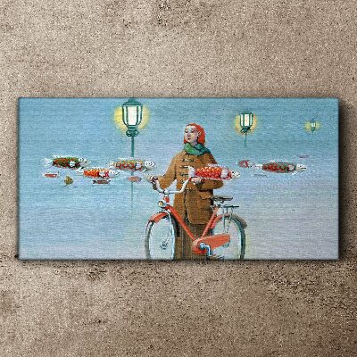 Tablou canvas Excursia cu peștele unui biciclist