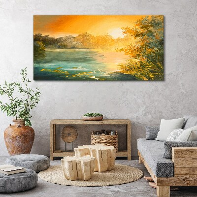 Tablou canvas Lac de pădure abstract