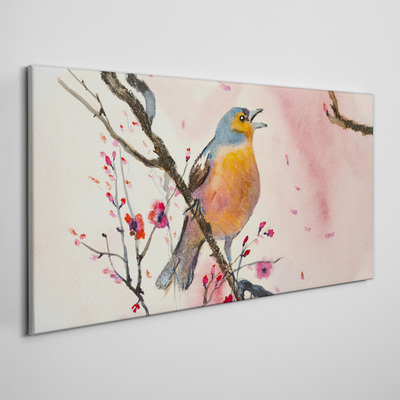 Tablou canvas O pasăre cântătoare într-un peisaj de primăvară