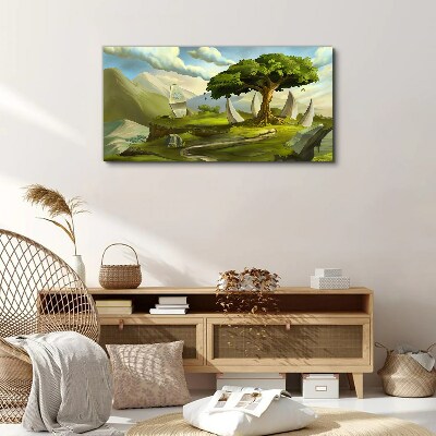Tablou canvas Oaza verde in peisajul montan