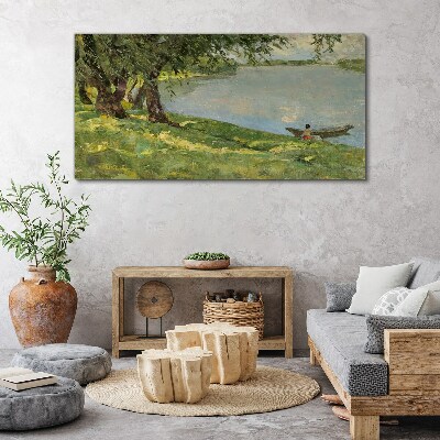 Tablou canvas Un peisaj liniștit lângă râu