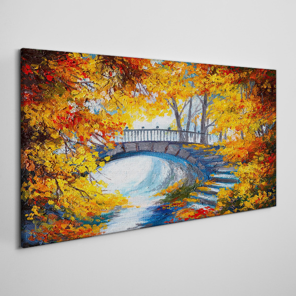 Tablou canvas Podul de aur în parc de toamnă