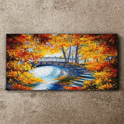 Tablou canvas Podul de aur în parc de toamnă