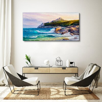 Tablou canvas Pictură pădure coasta mare