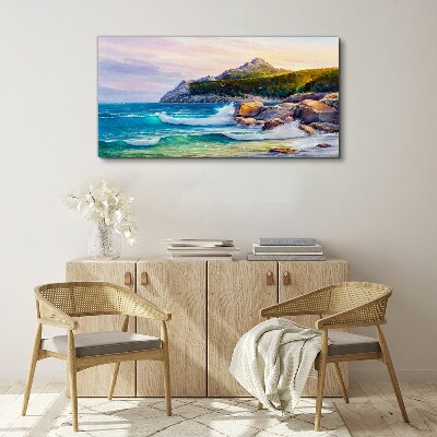 Tablou canvas Pictură pădure coasta mare