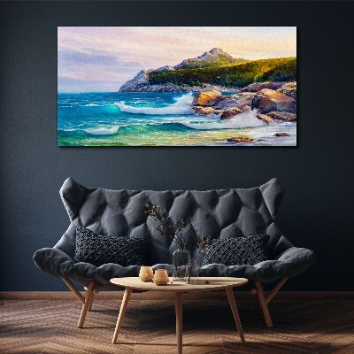 Tablou canvas Pictură pădure coasta mare