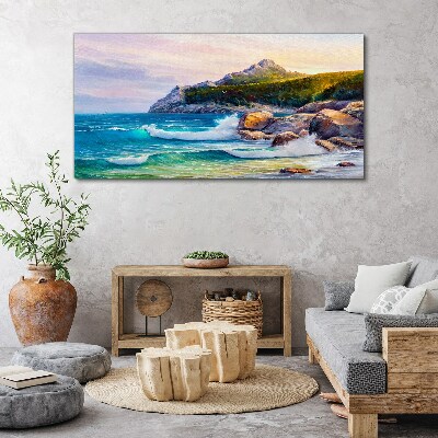 Tablou canvas Pictură pădure coasta mare