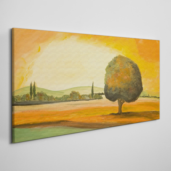 Tablou canvas Poiana de aur cu un copac