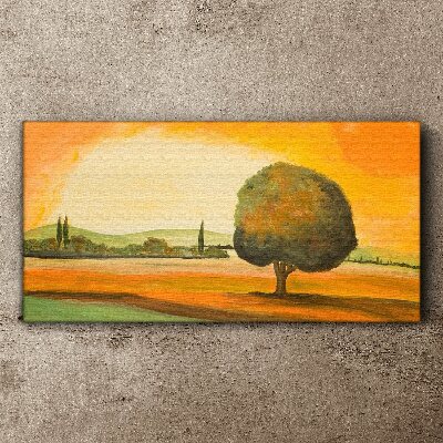 Tablou canvas Poiana de aur cu un copac