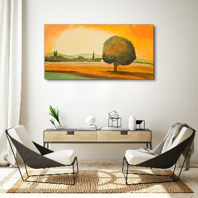 Tablou canvas Poiana de aur cu un copac