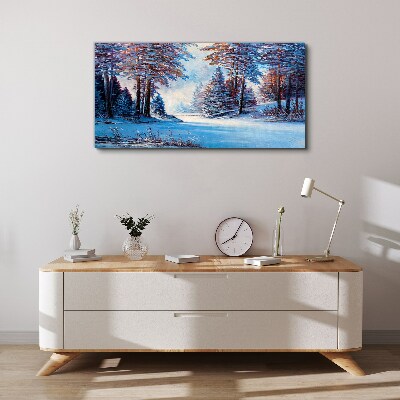 Tablou canvas Peisaj de iarnă în albastru