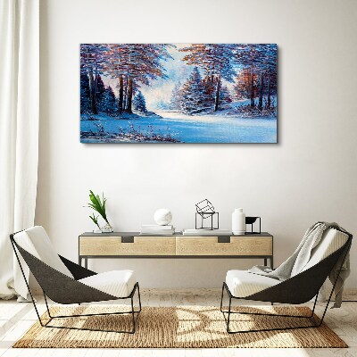 Tablou canvas Peisaj de iarnă în albastru