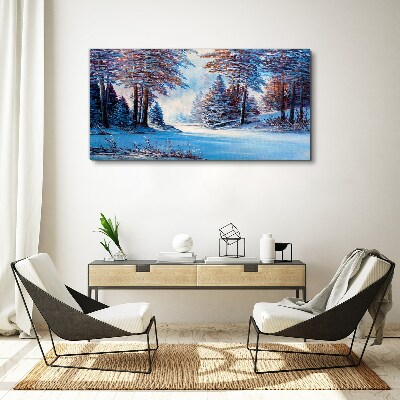 Tablou canvas Pictura de copaci de padure de iarna