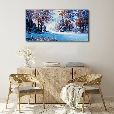 Tablou canvas Peisaj de iarnă în albastru