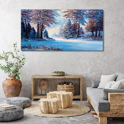 Tablou canvas Peisaj de iarnă în albastru