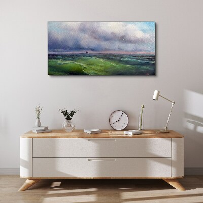 Tablou canvas Valuri sub cer furtunos