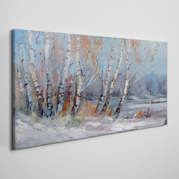 Tablou canvas Mesteacăni de toamnă lângă râu