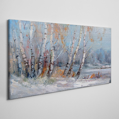 Tablou canvas Mesteacăni de toamnă lângă râu