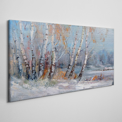 Tablou canvas pictând copaci de pădure iarna