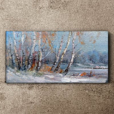 Tablou canvas Mesteacăni de toamnă lângă râu