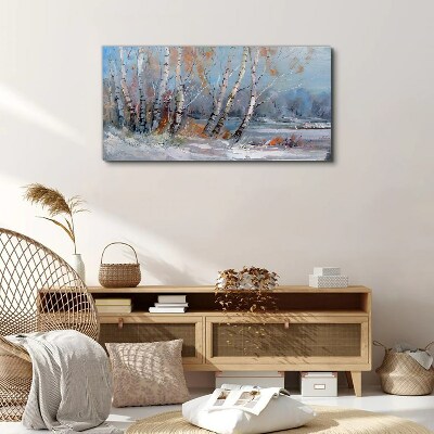 Tablou canvas Mesteacăni de toamnă lângă râu