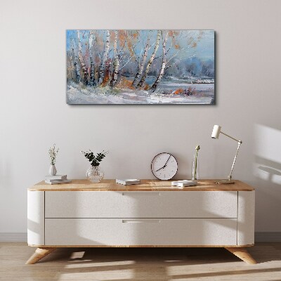 Tablou canvas Mesteacăni de toamnă lângă râu