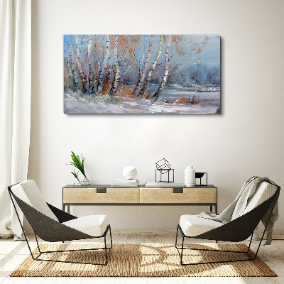 Tablou canvas Mesteacăni de toamnă lângă râu
