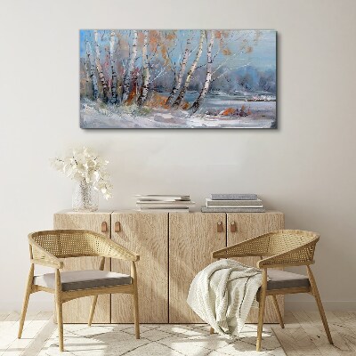 Tablou canvas Mesteacăni de toamnă lângă râu
