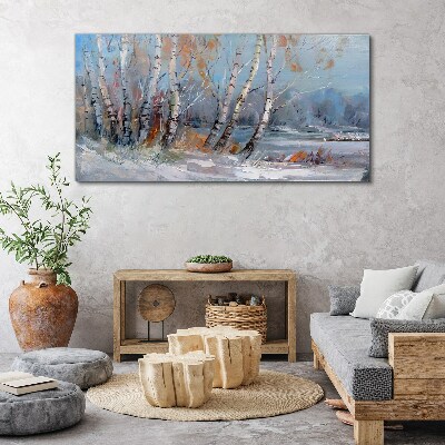 Tablou canvas Mesteacăni de toamnă lângă râu