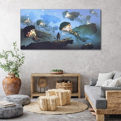 Tablou canvas Călătorie subacvatică în lumina meduzelor