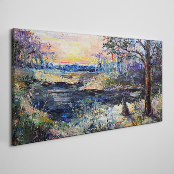 Tablou canvas Apus peste lac