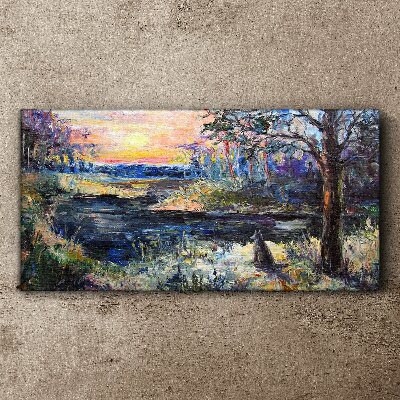 Tablou canvas Apus peste lac
