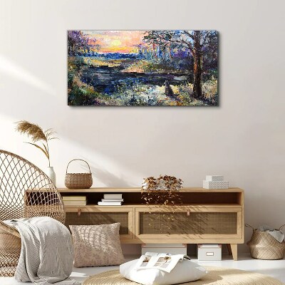 Tablou canvas Apus peste lac