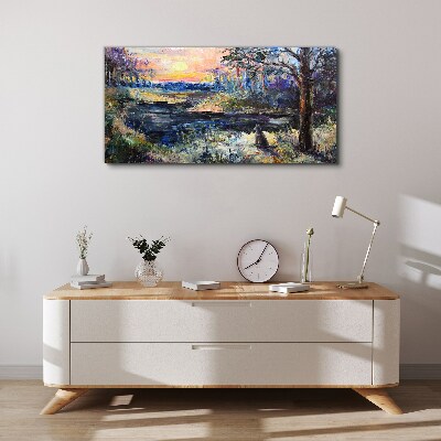Tablou canvas Apus peste lac