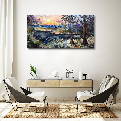 Tablou canvas Apus peste lac