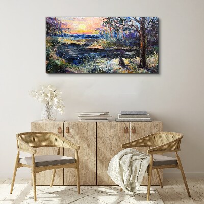 Tablou canvas Apus peste lac